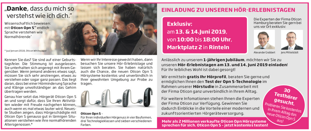 Hörgeräte Vetter Einladung zu unseren Hör-Erlebnistagen